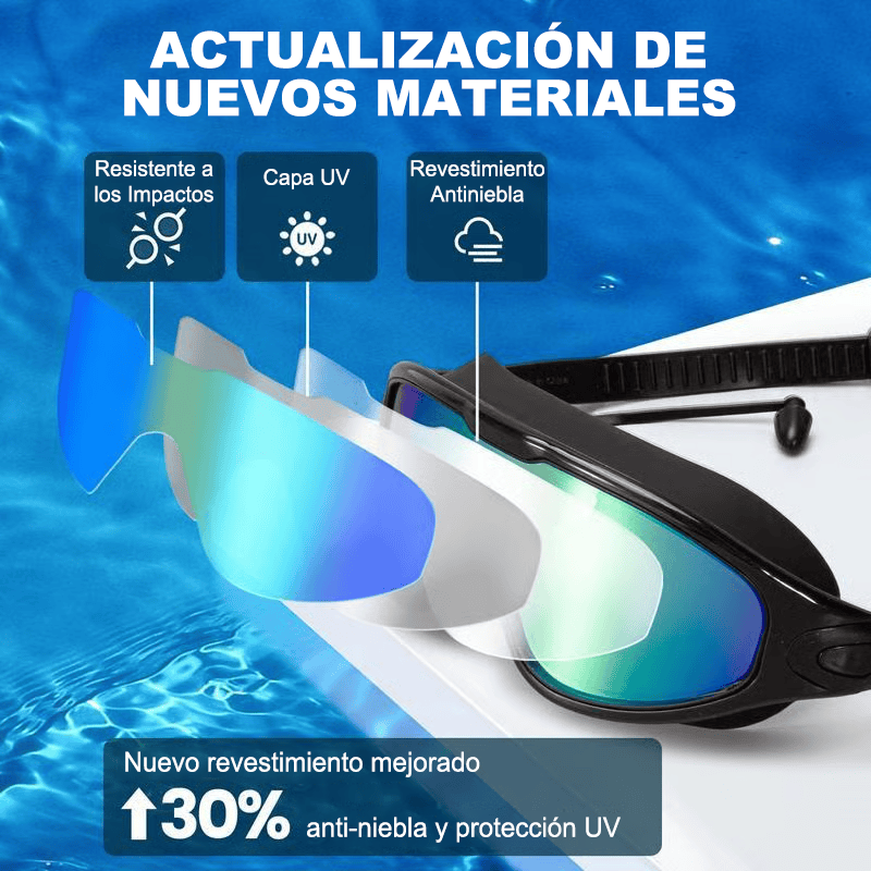 🔥COMPRE 2 LLEVE 1 GRATIS🏊♂️Gafas de natación impermeables para todos, visión ancha, antiniebla y con protección UV