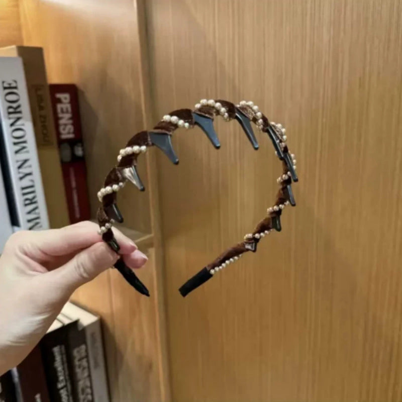 🔥ÚLTIMO DÍA COMPRE 1 LLÉVESE 2 GRATIS!!🔥Diadema de Perla Artificial de Cráneo Alto