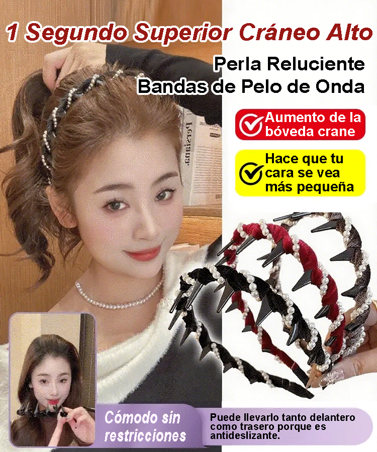 🔥ÚLTIMO DÍA COMPRE 1 LLÉVESE 2 GRATIS!!🔥Diadema de Perla Artificial de Cráneo Alto