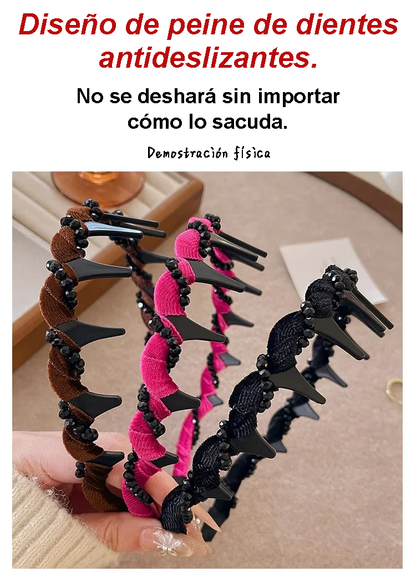 🔥ÚLTIMO DÍA COMPRE 1 LLÉVESE 2 GRATIS!!🔥Diadema de Perla Artificial de Cráneo Alto