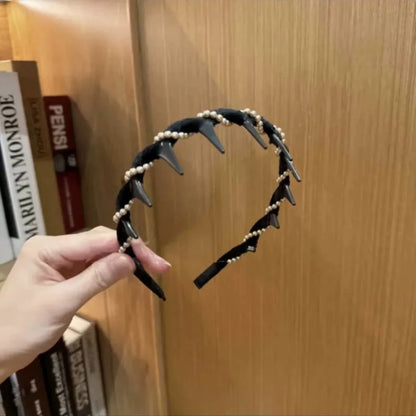 🔥ÚLTIMO DÍA COMPRE 1 LLÉVESE 2 GRATIS!!🔥Diadema de Perla Artificial de Cráneo Alto