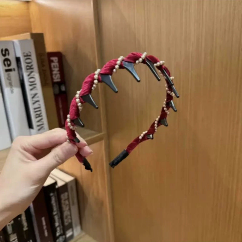 🔥ÚLTIMO DÍA COMPRE 1 LLÉVESE 2 GRATIS!!🔥Diadema de Perla Artificial de Cráneo Alto