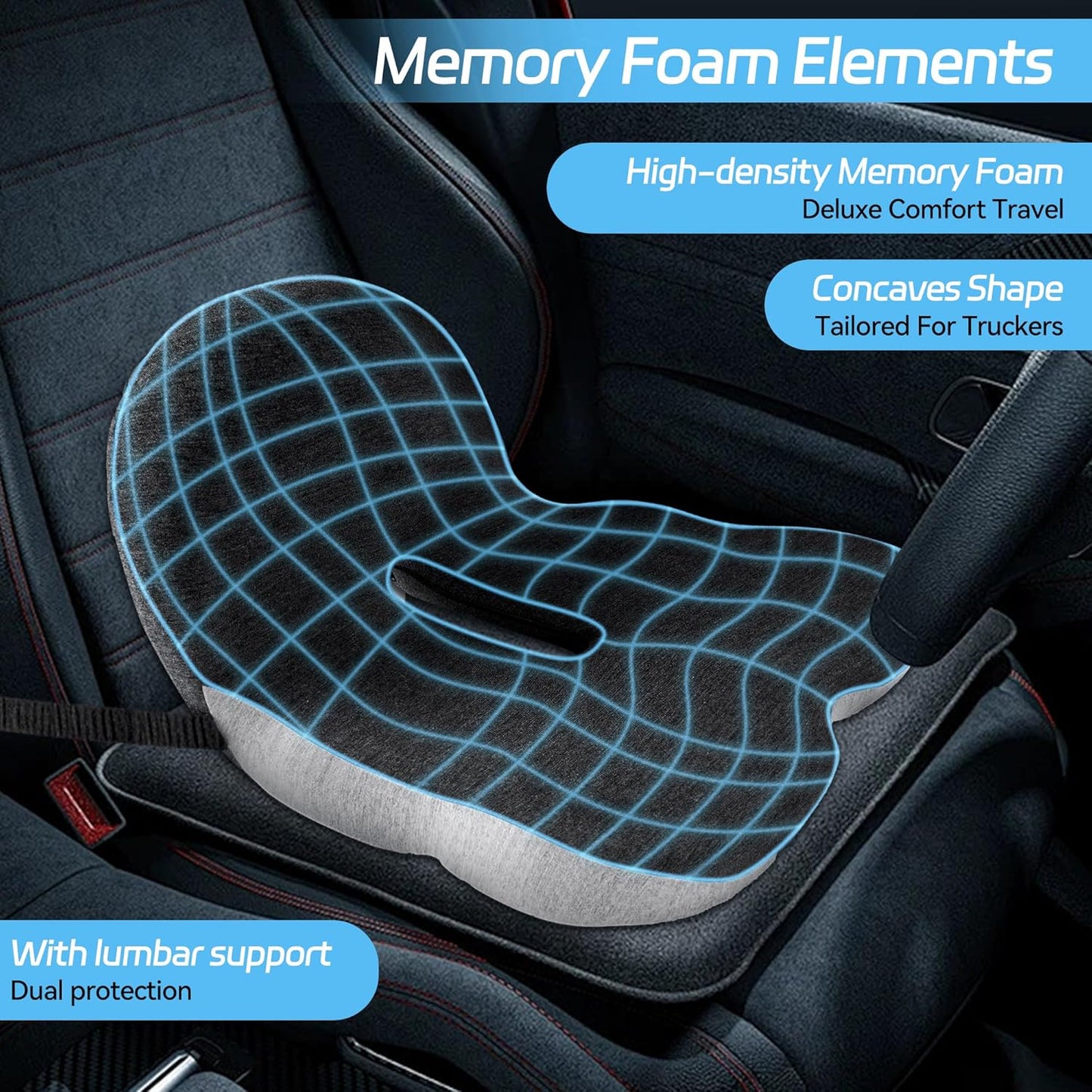 🔥SOLO HOY 50% DE DESCUENTO!!🚗Cojín de Asiento Antideslizante de Espuma Viscoelástica