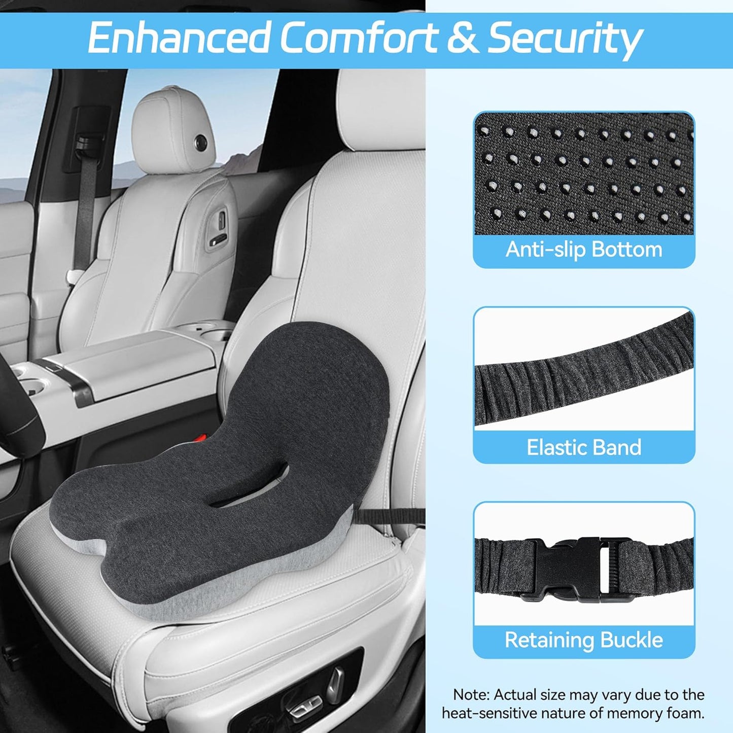 🔥SOLO HOY 50% DE DESCUENTO!!🚗Cojín de Asiento Antideslizante de Espuma Viscoelástica
